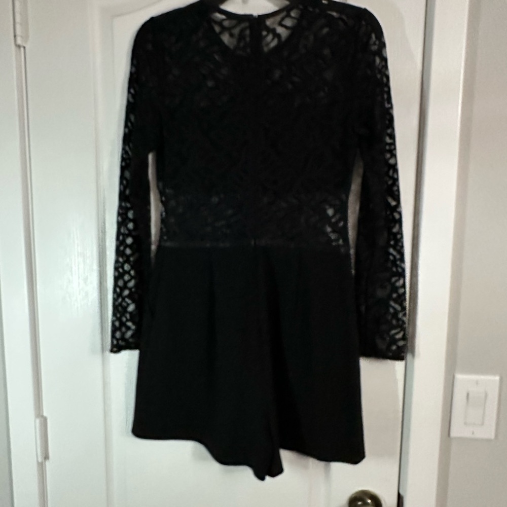 ASOS Black Lace Detail Long Sleeve Jumpsuit
